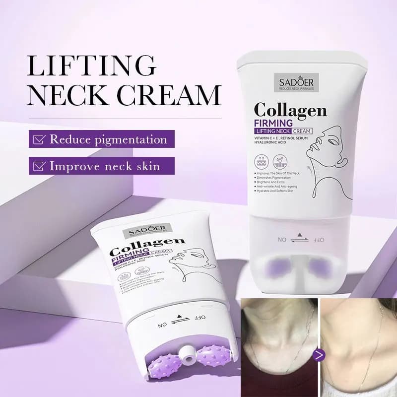 Crema per il collo a rullo Liscia antirughe Essenza per il rafforzamento del collo Illumina la forma idratante Crema rassodante Prodotto per la cura della pelle di bellezza del viso