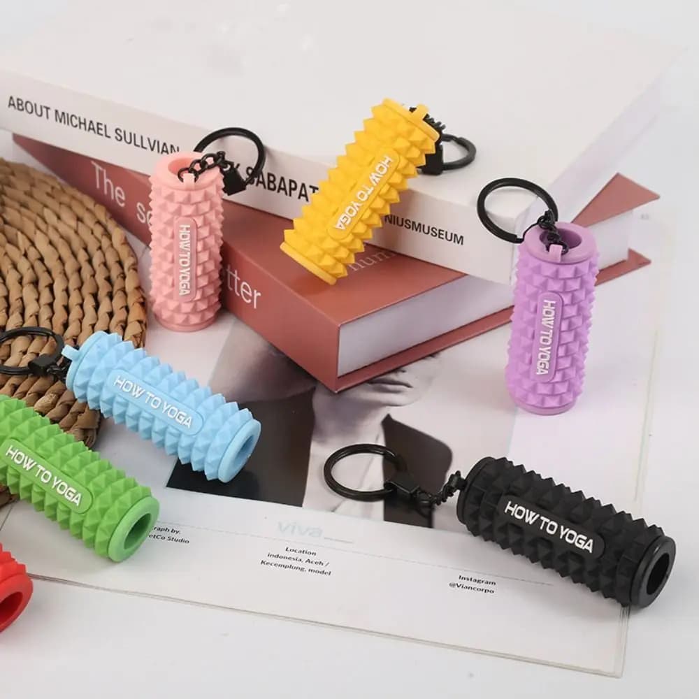 Massage with fingers Mini key rings with foam roller Silicone muscle relax Creative keichain shaped foam roller