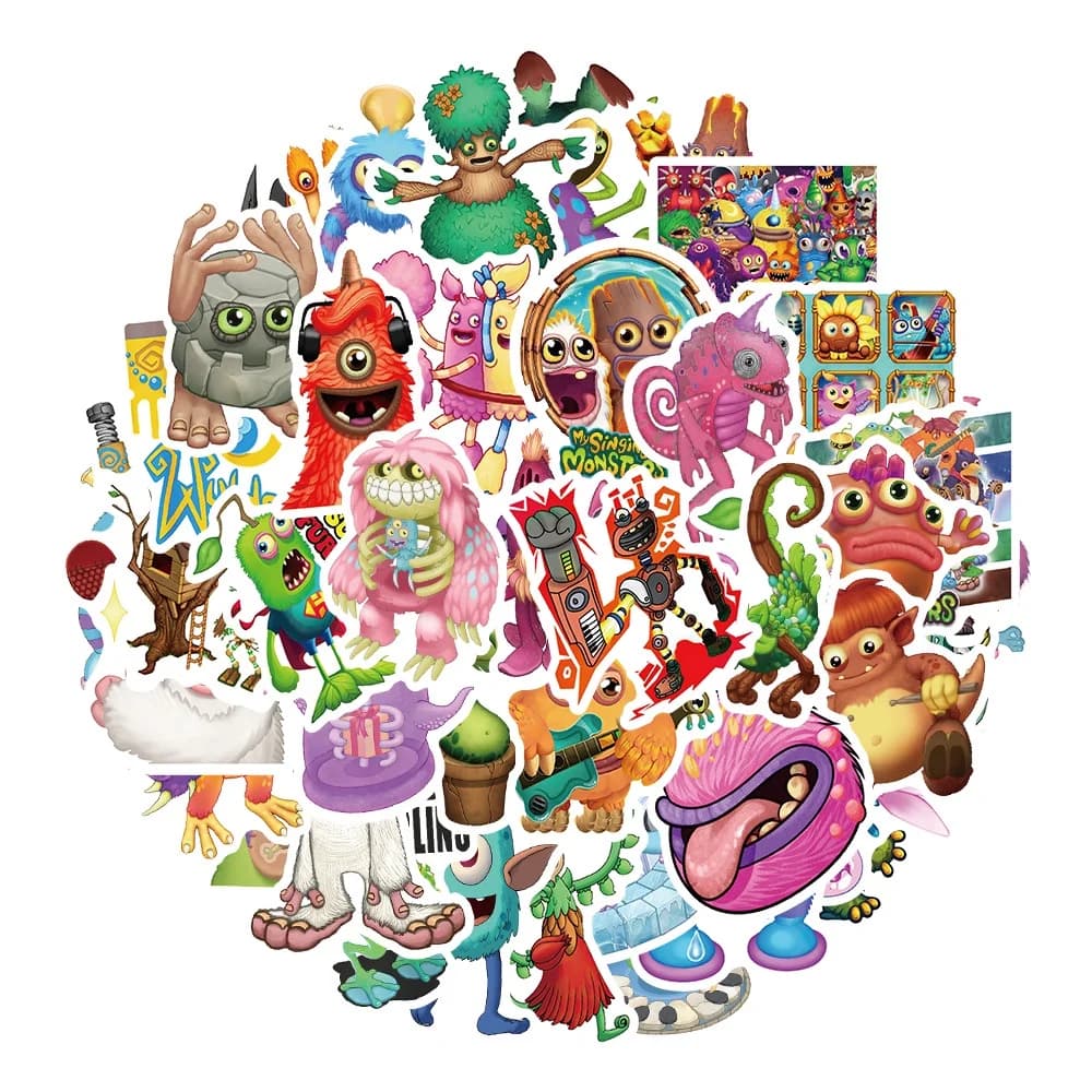 50 Pezzi Adesivi Impermeabili Graffiti del Gioco My Singing Monster per Casco, Bicicletta, Diario, Astuccio, Decalcomanie Papery Pop Store