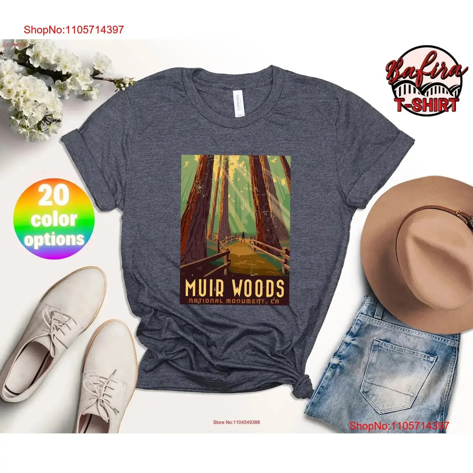 Muir Woods California T Shirt US National Park s Cute Hiking Vintage Redwoods MonumenT Family Camping vintage Washed Soft