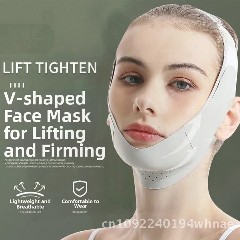 Maschera per il viso aderente per il lifting del viso Benda anti-cedimento per il viso a V Linea di contorno Intaglio Benda traspirante per tutti gli utenti