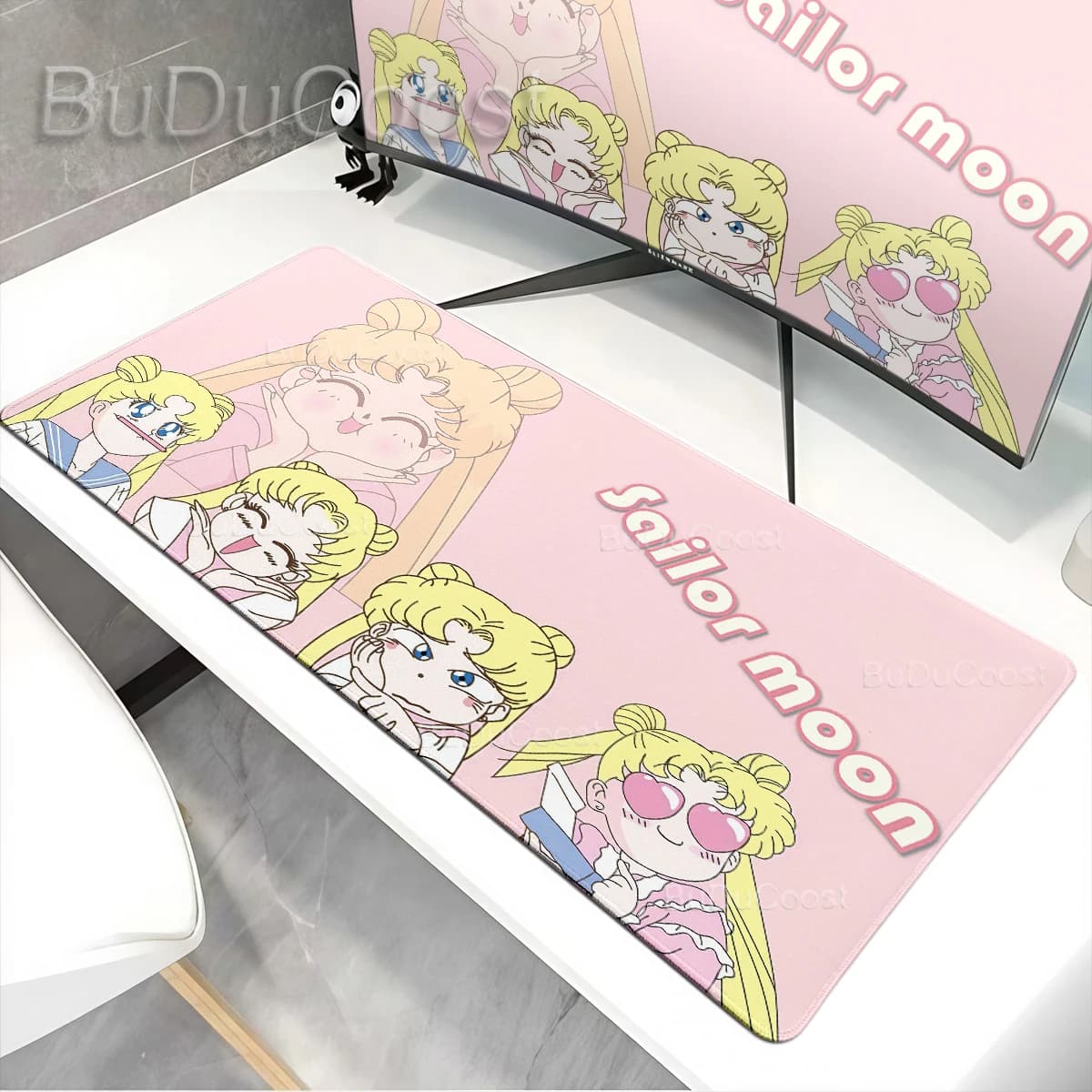 Tappetino Mouse XXL Sailor Moon Rosa Carino Anime Girl, Accessori da Scrivania, Tappetino per PC Gaming, Tappetino per Tastiera Laptop Gamer, Tappeto per Cabinet