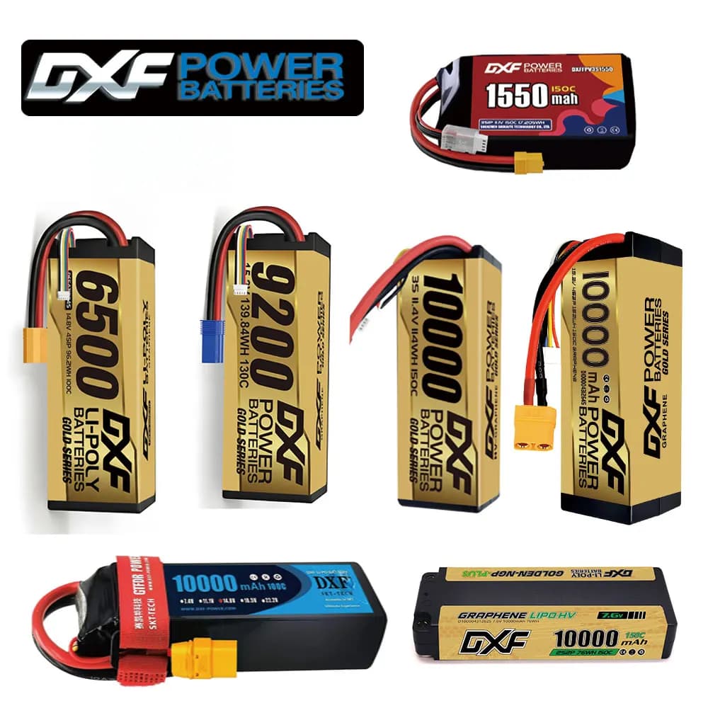 Batteria Lipo DXF 2S 3S 4S 6S 10000mAh 9200mAh 6500mAh 7000mAh 1550mAh 150C per Auto RC 1/8 1/10, Camion, FPV, Quadricottero, Drone