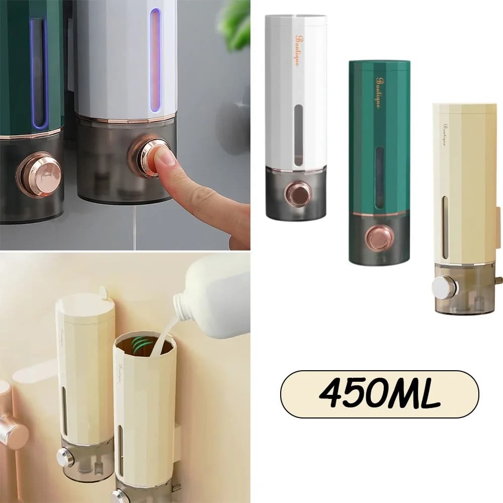 1PC Dispenser di sapone per montaggio a parete Dispenser di pressa per disinfettante per le mani Nessuna punzonatura richiesta Scatola di shampoo per gel doccia per il bagno dell'hotel domestico