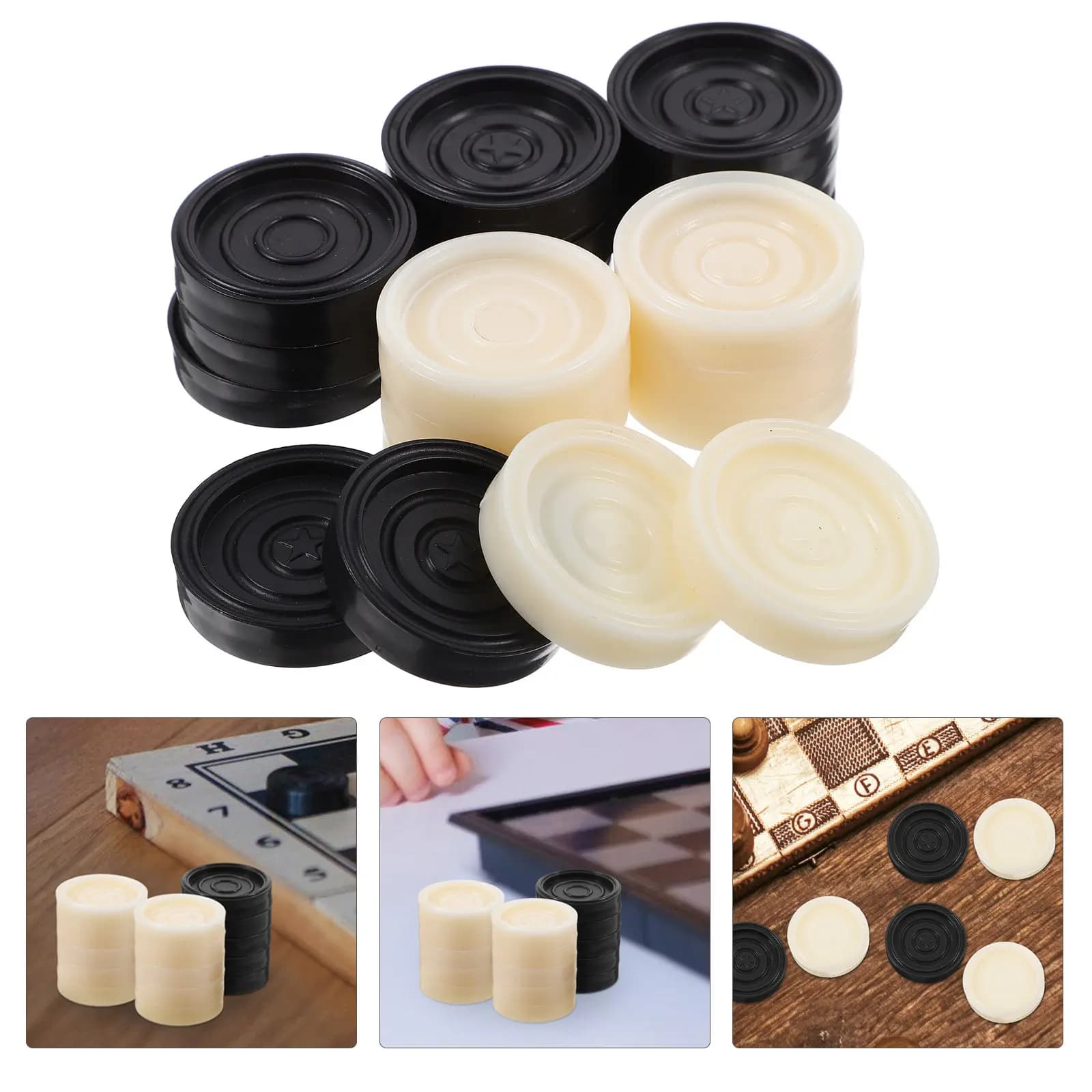 Set di 24 Pezzi in Plastica ABS per Dama, Accessori di Ricambio per Giochi da Tavolo, Backgammon e Scacchi, per Giochi Strategici
