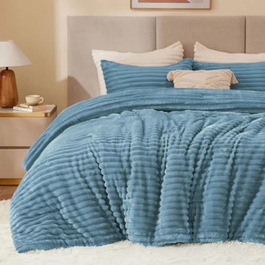 Set Copripiumino in Pile - Set Letto Lussuoso Super Morbido e Caldo per l'Inverno con 2 Federe