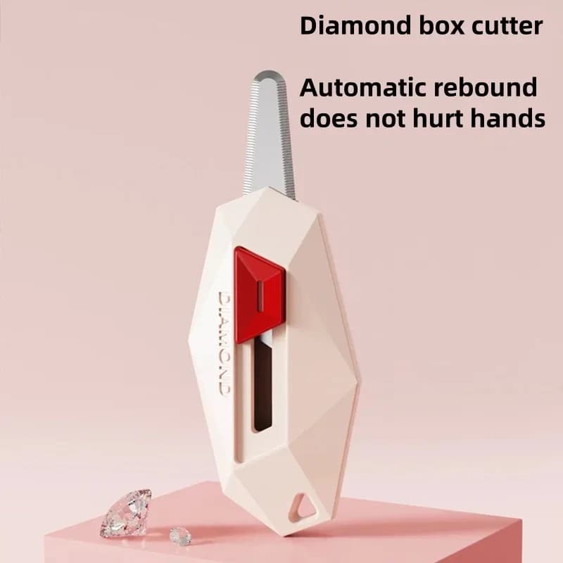 Taglierino di Sicurezza con Design a Diamante, Lama Rotonda Magnetica per Aprire Scatole, Coltello Multiuso per Pacchi e Lettere