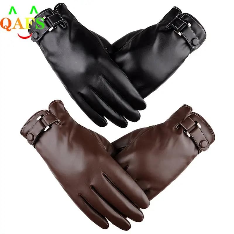 Genuine Leather Gloves Autumn Winter Warm Touch Screen Full Finger Black Gloves High Quality Motorcycle Driving Warm