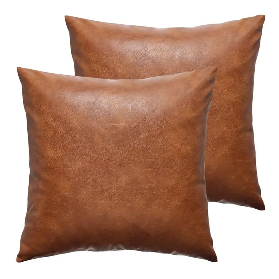 Set of 2 Oversize Decorative Covers in Ecopelle Neutri 28x28 Inches, Soft, Modern, Boho, Luxury, Waterproof, for Floor Bearings