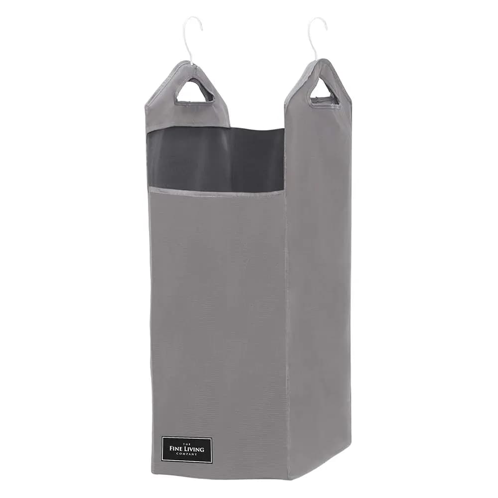 The Fine Living Co. Cesto portabiancheria da appendere, resistente, salvaspazio, organizer per armadio con 2 robuste ganci in metallo