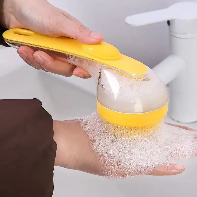 Spazzola per il bagno degli animali domestici con dispenser di shampoo, spazzola in silicone con manico lungo per massaggio, pulizia del pelo e delle pellicce.