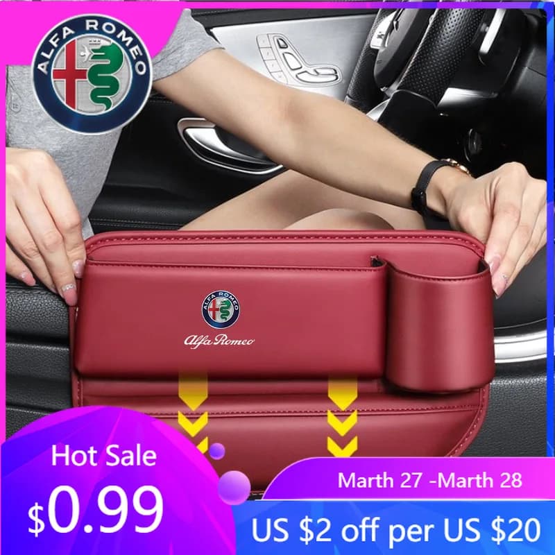 Portaoggetti per Fessure Sedile Auto con Portabicchieri per Alfa Romeo Giulia Giulietta 159 147 156 Stelvio, Accessori Auto