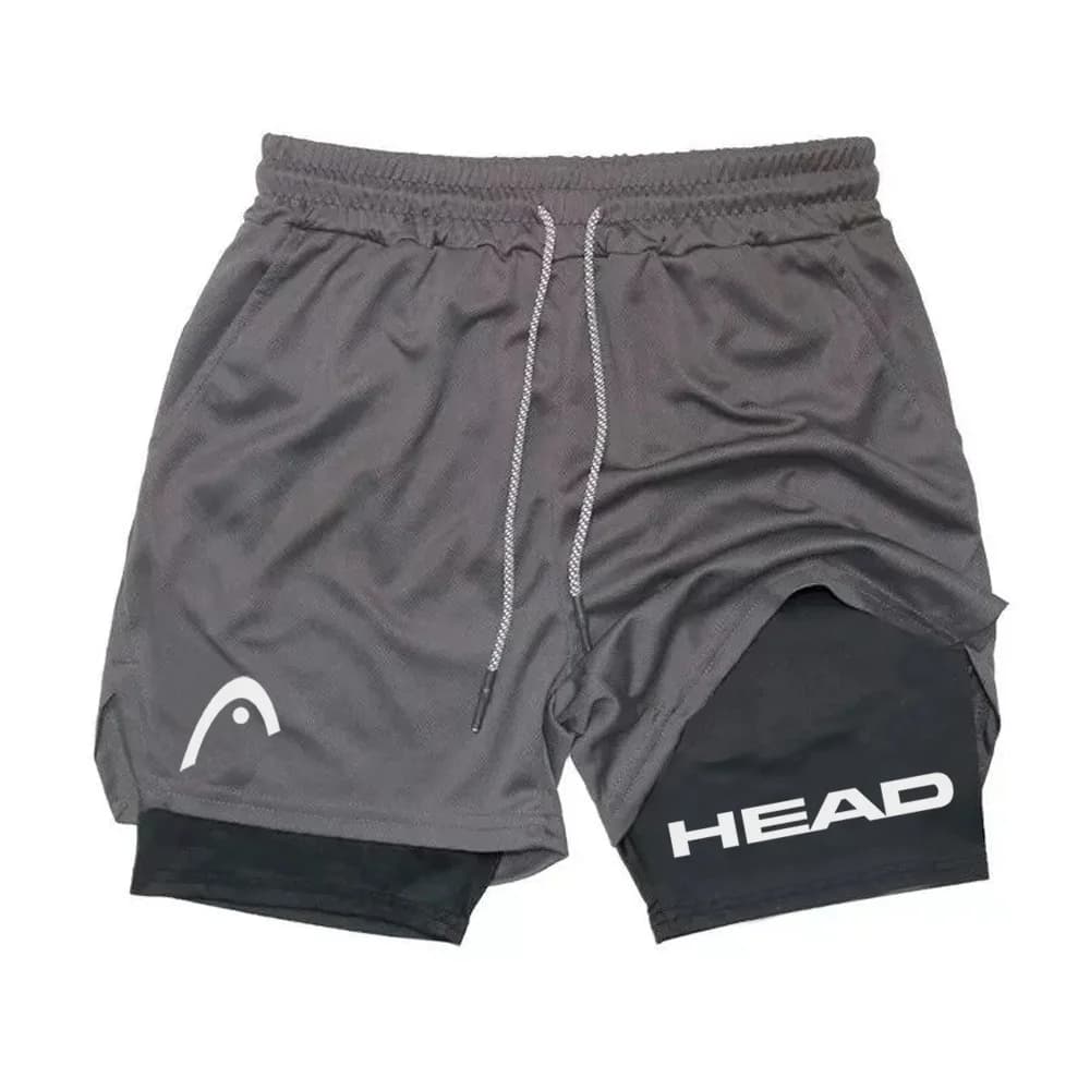 Pantaloncini da corsa 2 in 1 da uomo 2026 Anime Berserk Head per fitness, palestra, allenamento, sport, asciugatura rapida, jogging, doppio strato, estivi