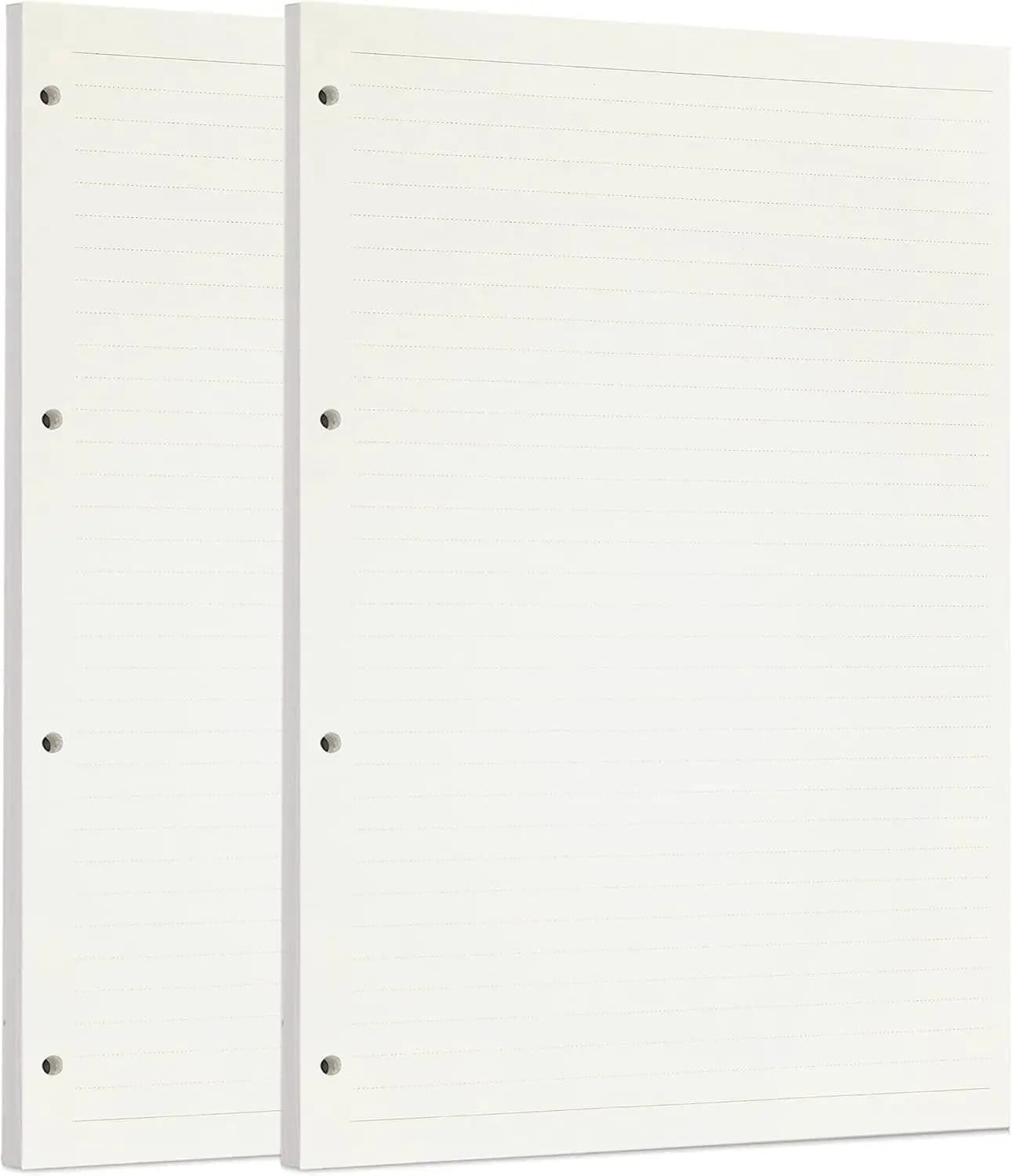 Confezione da 2 Fogli A4 da 90 Fogli/180 Pagine a Righe, Ricariche di Carta Forata per Raccoglitori a 4 Anelli, Organizer, Diari, Quaderni e Agende
