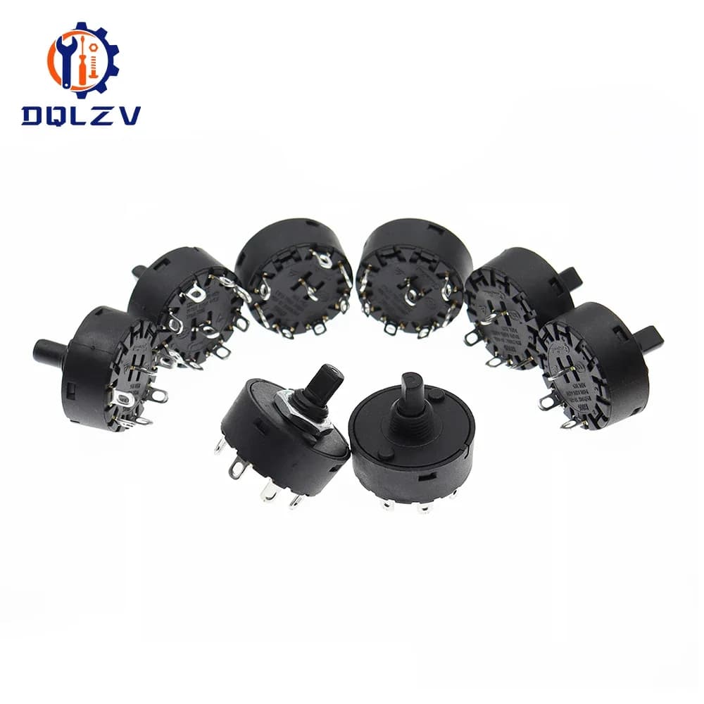 High current 2-3-4-5-6 multistage rotating gear switch with pushbutton mixer juicer