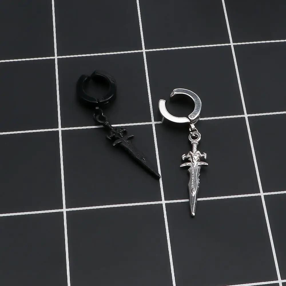 Orecchini a clip punk trendy senza piercing da donna, neri e argento, a croce, stile coreano, orecchini a clip da uomo, ear cuff