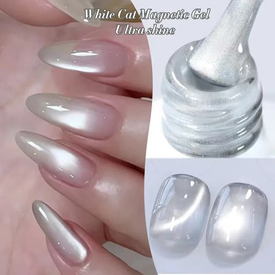 1-9pcs TC Flow Light White Cat Eye Gel Nail Polish Ultra Shine Soak Off UV Gel Mirror Glass Cat Magnet Gel Varnish Nail Supplies