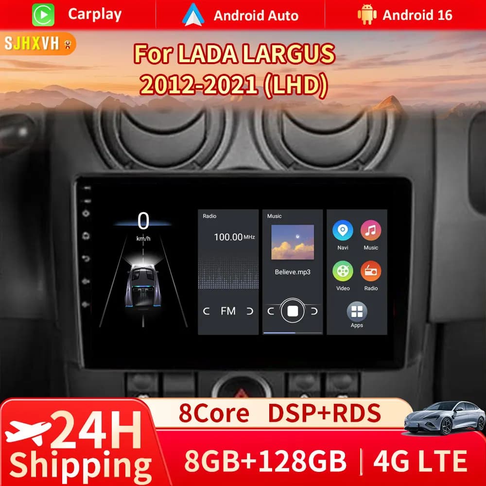 Android 16 Car Radio For Lada Largus 2012 2013 2014 2015 2016 - 2020 Navigation GPS Multimedia Video Player Stereo Carplay+Auto