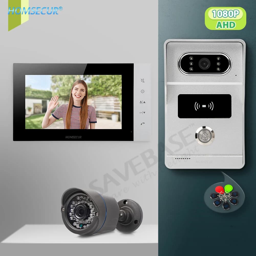 Videocitofono a 4 Fili 7” HD 1080P con Funzione Vivavoce, Sistema Intercomunicante, Campanello Antipioggia, Telecamera CCTV, Accesso RFID e Visione Notturna