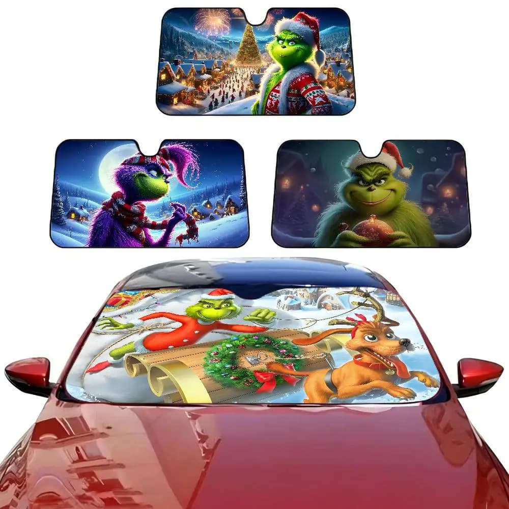 Parasole per Parabrezza Auto SUV Camion con Tema Grinch di Natale, Accessorio Protettivo per Finestrino Anteriore
