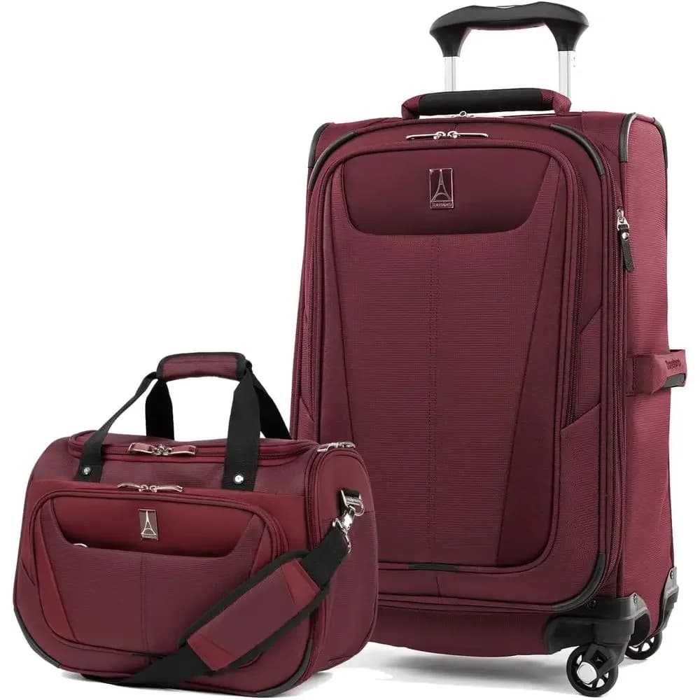 Expandable 2-Piece Carry-On Luggage Set with 4 Spinner Wheels and Underseat Tote, Lightweight Suitcase for Men and Women