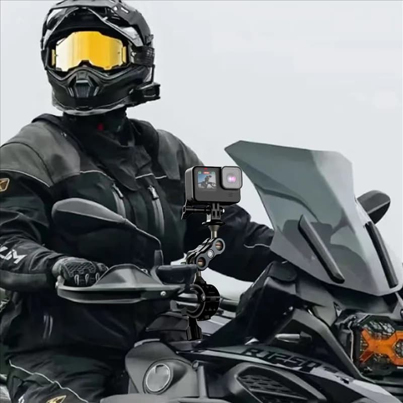 -PQWN Bike Brace for Motorcycle Magic Arm with Double Ball Head for Accessories for Action Camera Parts Gopro 12