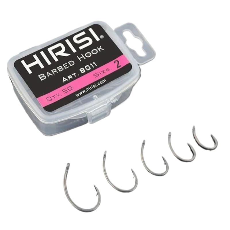 Hirisi 50 pieces canned with multi-type spindle hooks for carp, fishing gear