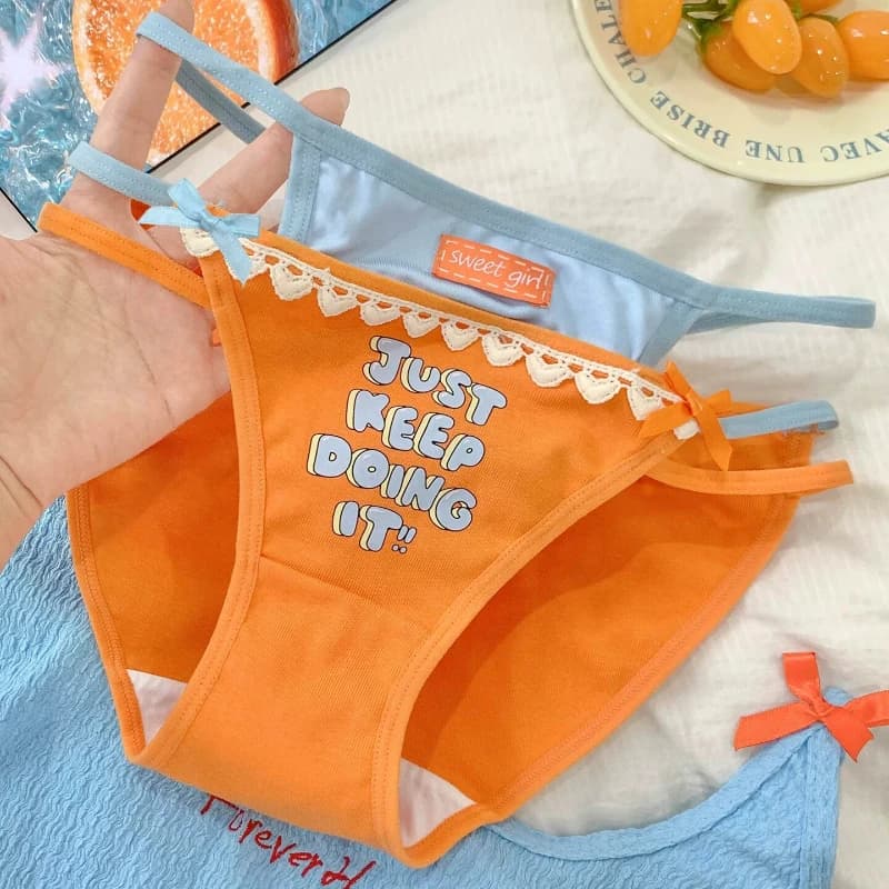 Orange Just Keep Doing Womens Intimates Panties Underwear Cute Lace Hollow Strap Briefs 2026 New Arrival Soft
