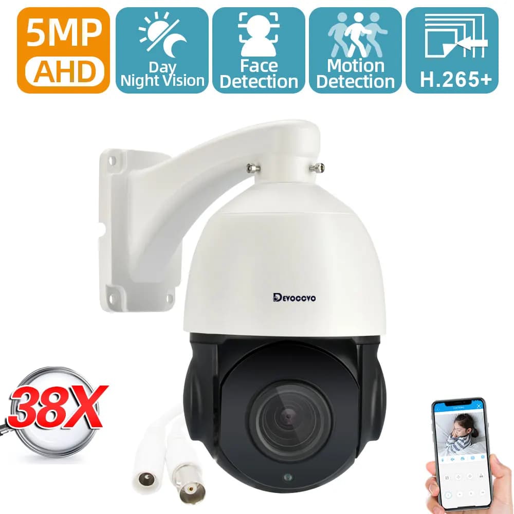 H.265 Telecamera PTZ Speed Dome impermeabile esterna AHD 5MP 38X Zoom TVI CVI CVBS 4 IN 1 Telecamera di sorveglianza di sicurezza CCTV BNC XMEYE