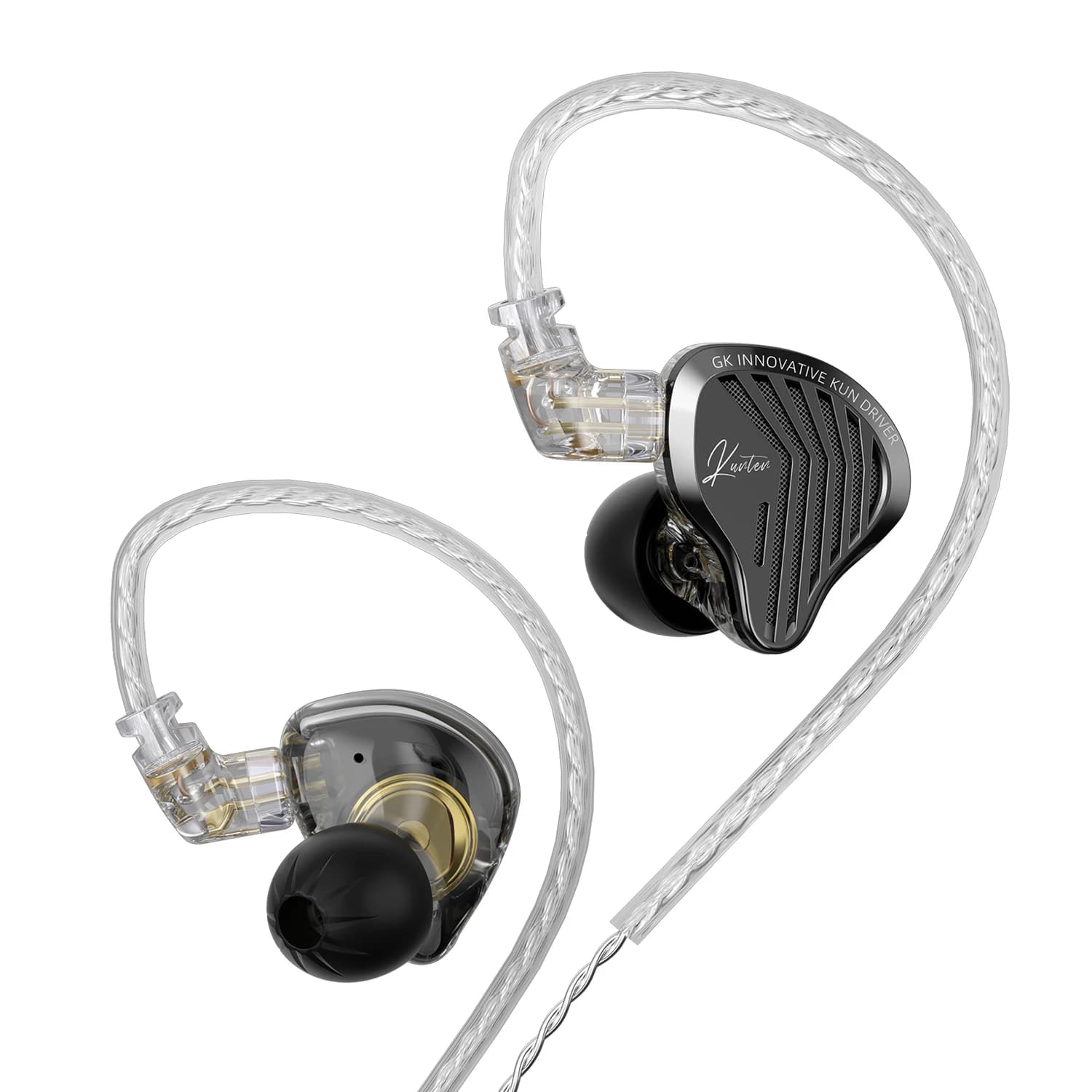 Kz Gk Kunten 1DD with dynamic driver, IEM Hi-Fi in-ear, 2 pin detachable cable, metal headphones for gamers and audiophiles.
