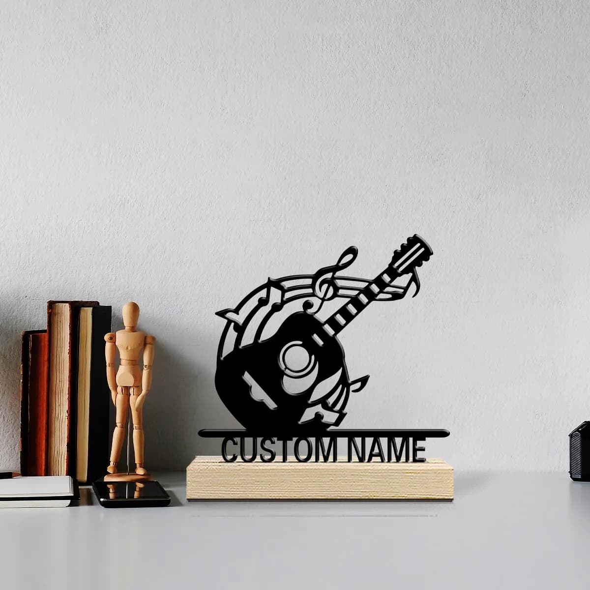 1pc Customizable Wrought Iron Desktop Decoration Custom Name Equipped with Wooden Base Festival Ornaments and Decorations