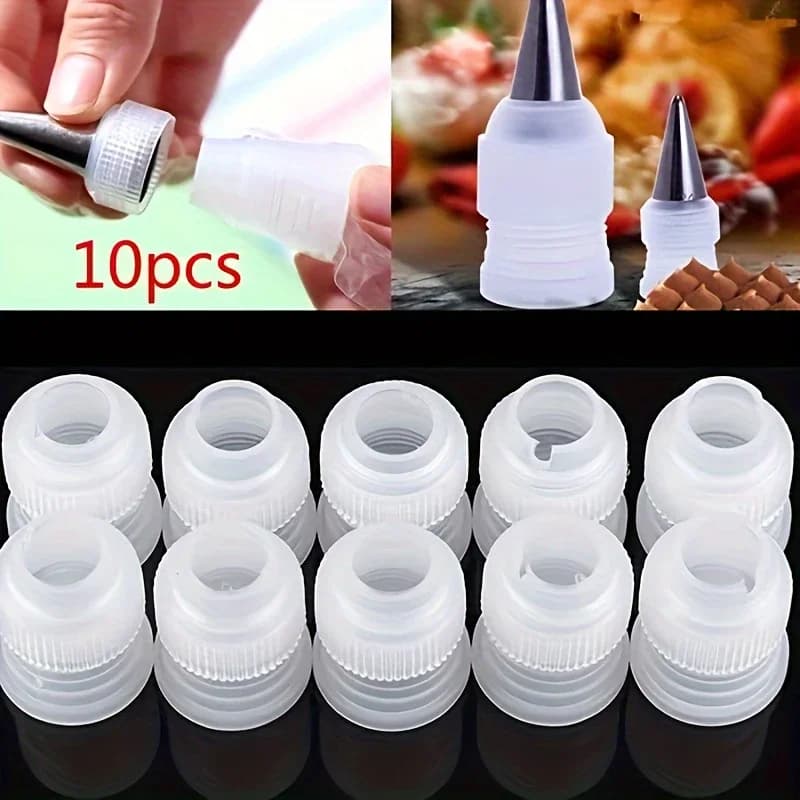 Nozzle converter set to decorate small cakes of 10 pieces, nozzle adapters safe for food for pastry, cooking and kitchen utensils, durable plastic