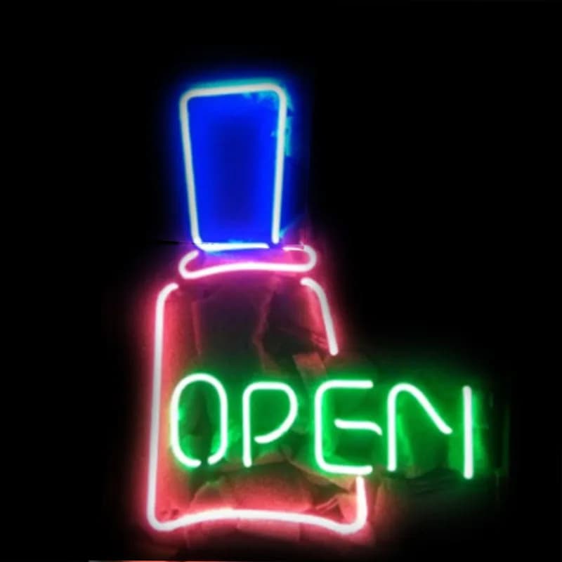 Nail Open Salon Neon Sign Light Room Appeso a parete Opere d'arte artigianali Anime Room Shop Decor Lampada da interno vintage con finestra in vetro