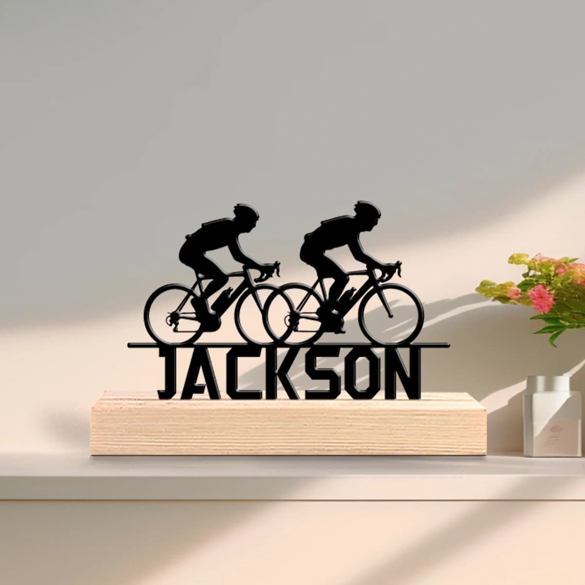 1pc Metal Desktop Decoration Custom Content With Wooden Base Bar Decoration, Holiday Gifts