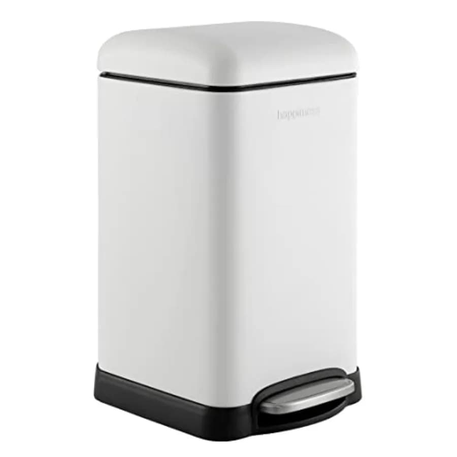 HPM1012C Betty Retro Mini Cestino per Rifiuti da 3,2 Galloni con Apertura a Pedale, Moderno Minimalista, Anti-Impronta, Antiruggine, Chiusura Ammortizzata, per Camera da Letto