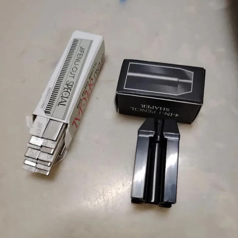 1pcs Brow Pen Sharpener Trimmer Eyebrows Sharpening Tip Thin Art Makeup Tools with 1 Box Microblading Blade Tattoo Supplies Set