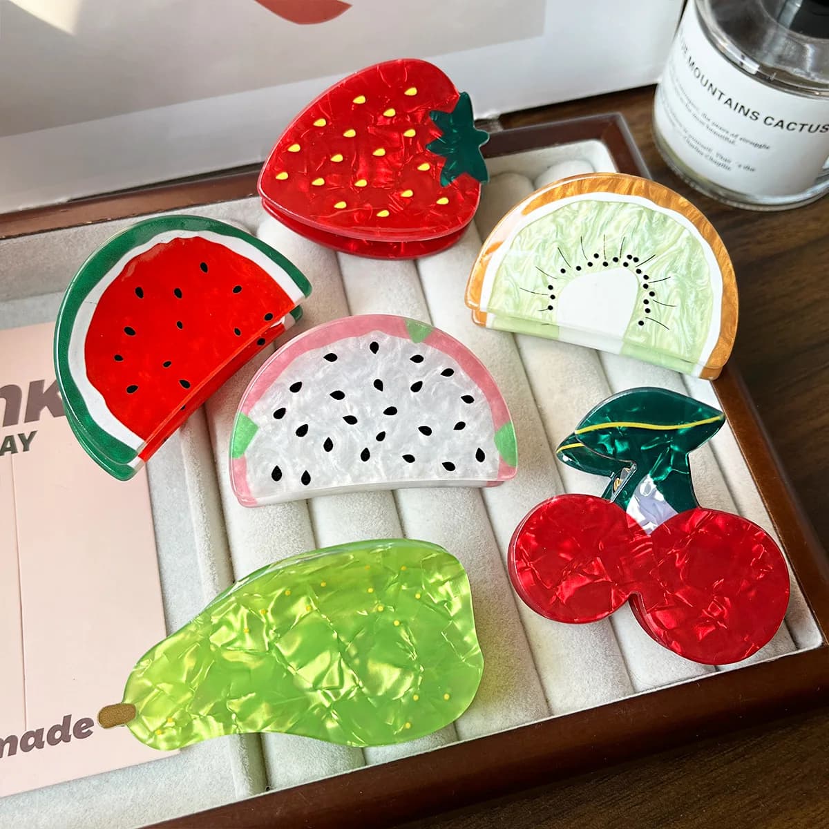 Women's Fruit Gripper Watermelon Pineapple Clip Korean Style Fashion Versatile For Girls Gift High End Back Of Head Hair Shark