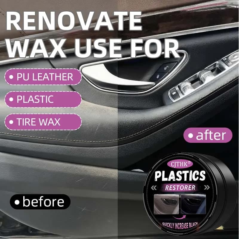 Rinnovatore per plastica auto, effetto nero lucido, cera per rivitalizzazione di interni in pelle e pannelli, agente lucidante e riparatore per auto.