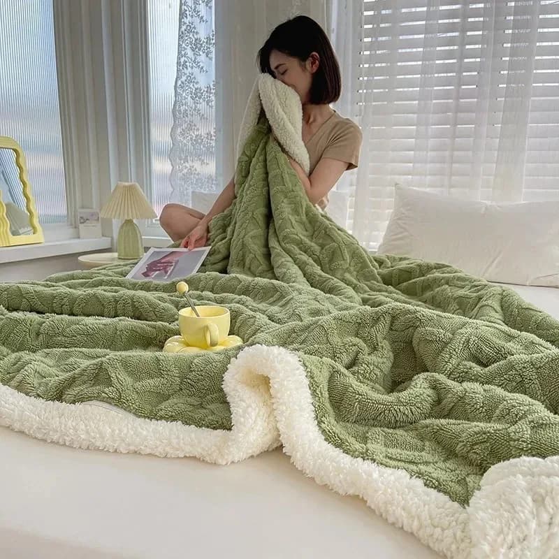 Coperta in pile reversibile Extra lunga Fuzzy accogliente per divano letto divano campeggio e viaggio caldo leggero soffice morbido peluche