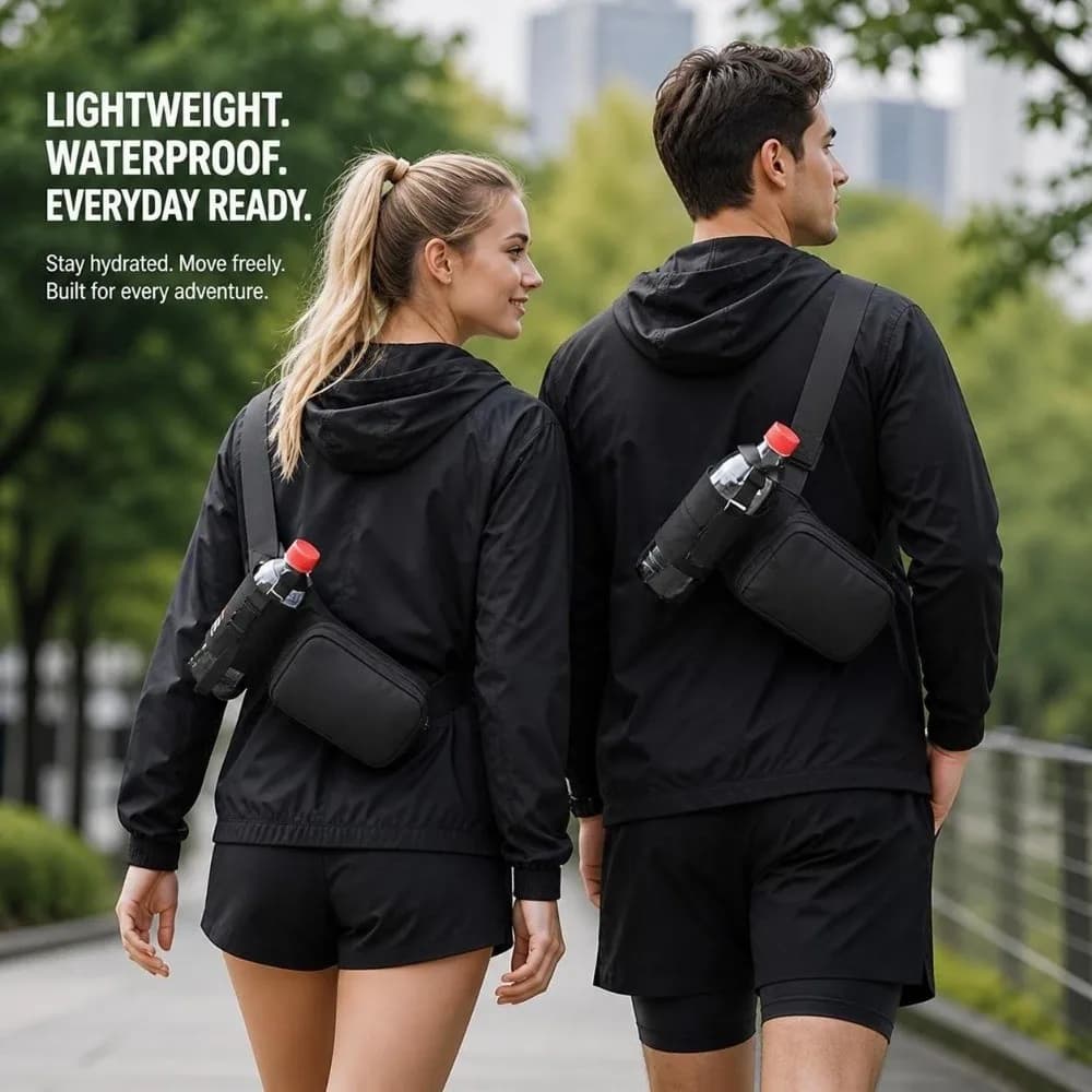 Waterproof Running Waist Pack Oxford Lightweight Crossbody Running Belt Bag Adjustable Sports Shoulder Pack Trail Exercise