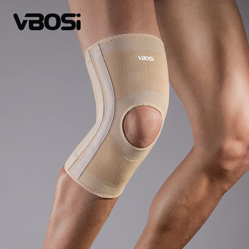 1 pezzo di supporto per ginocchio ad alta elasticità, rotula aperta con barre a molla