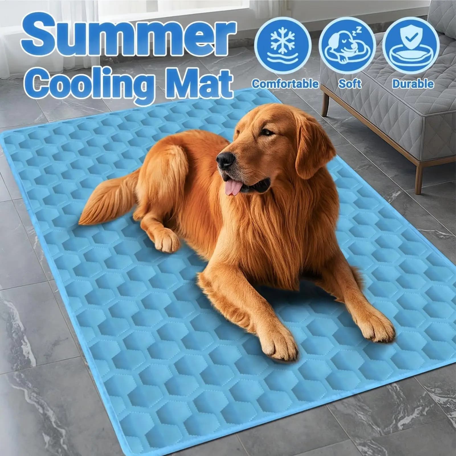 Cooling Mat for Dogs Summer Washable Chew-Resistant Pet Cats Bed Cooling Mat for Small Medium Large Breeds Animals Resting