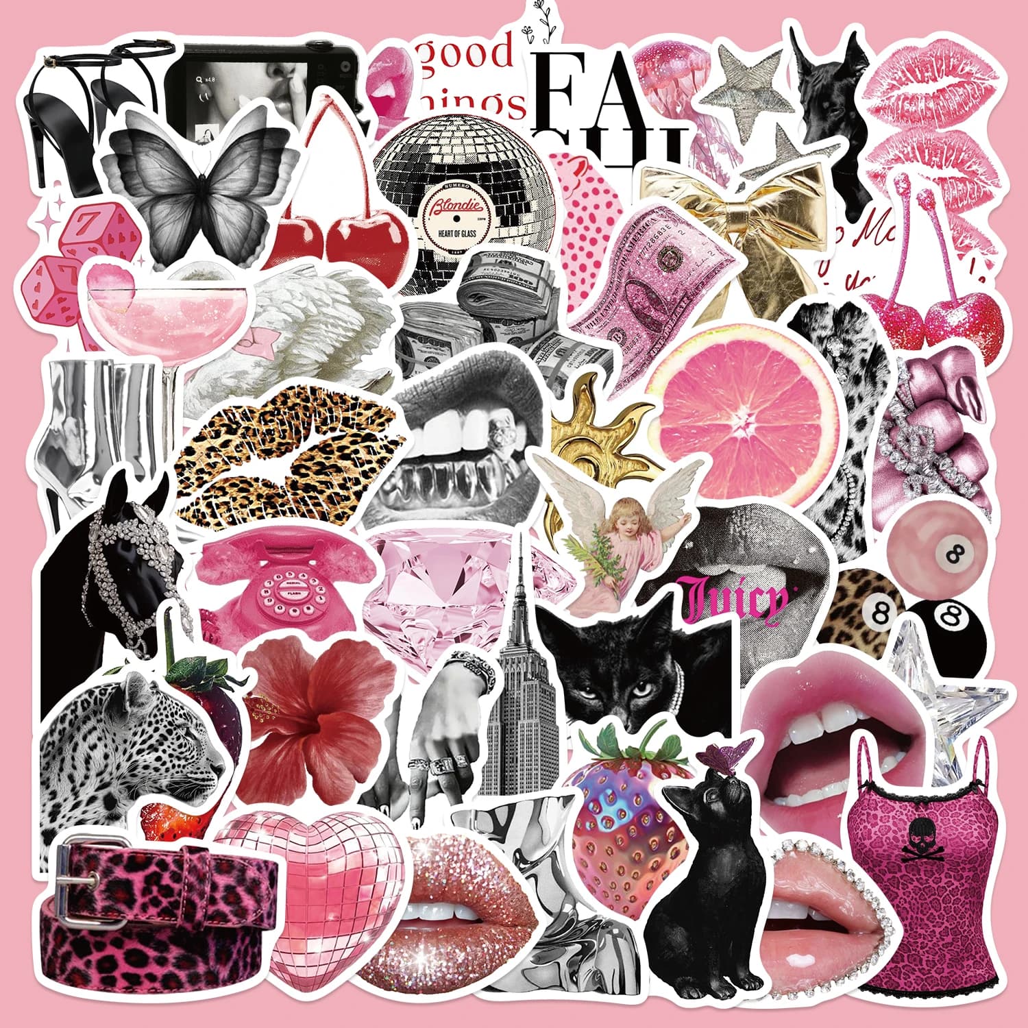 50PCS Pink Punk Stickers Colorful Art Graffiti DIY Decorations for Phones, Laptops, Pencil Cases, and Water Bottles