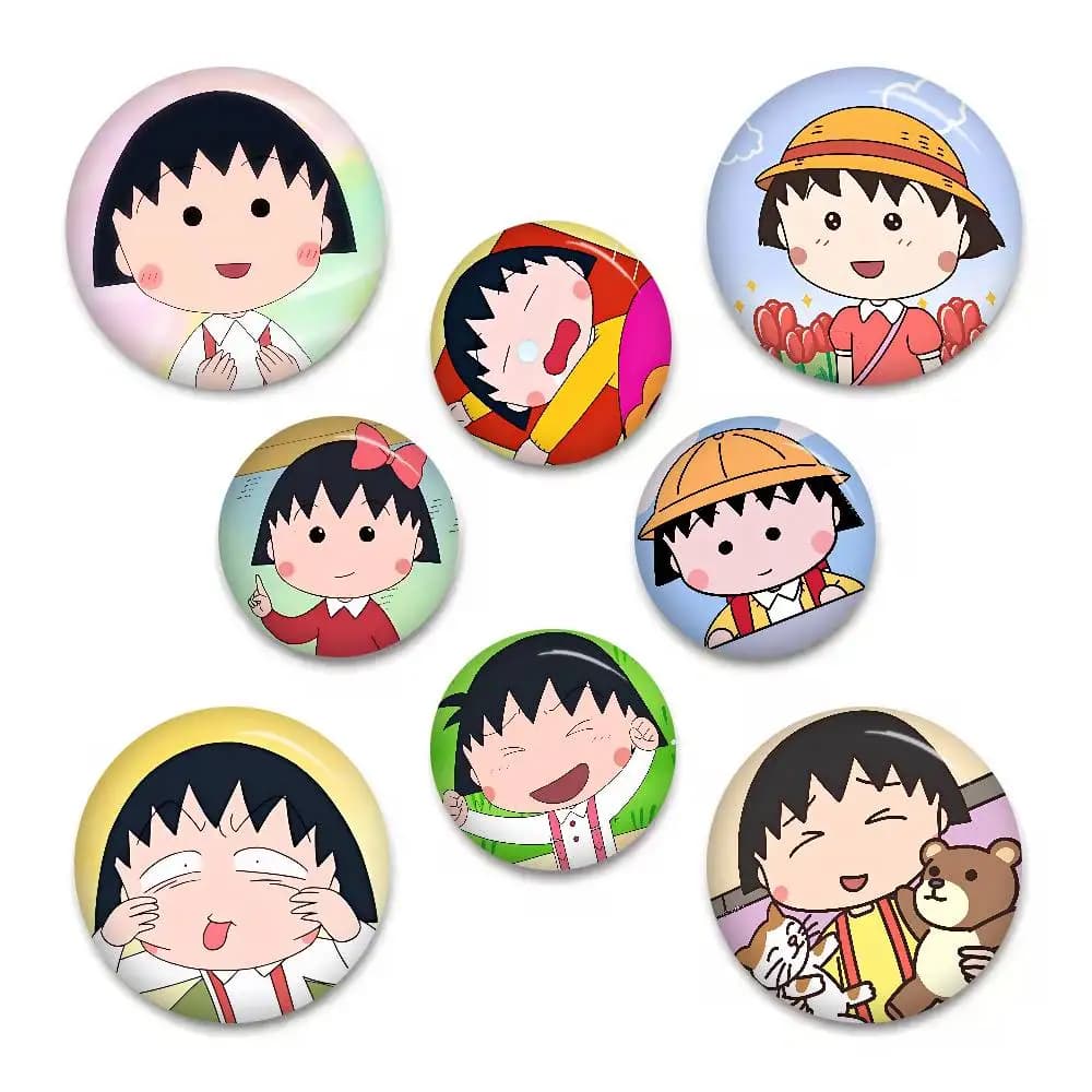Spille divertenti con animali dei cartoni animati Chibi Maruko Chan, distintivi per zaini e vestiti, accessorio regalo