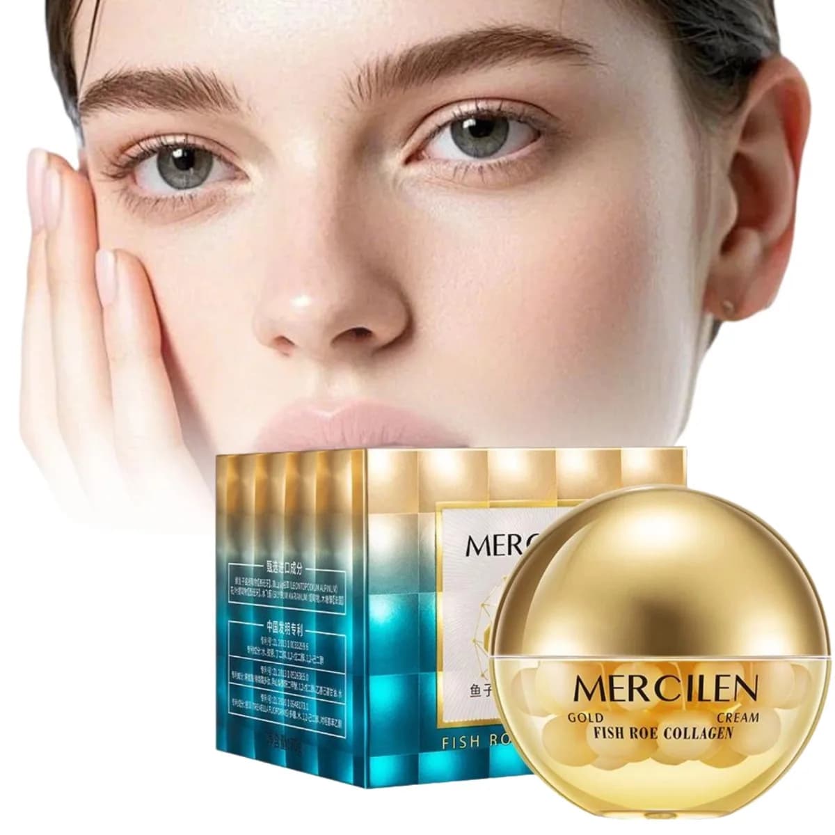 Crema Viso GOLD al Collagene Peptidico per Levigare Rughe e Rassodare, con Estratto di Uova di Pesce, Skincare di Lusso, Crema Nutriente Profonda e Illuminante