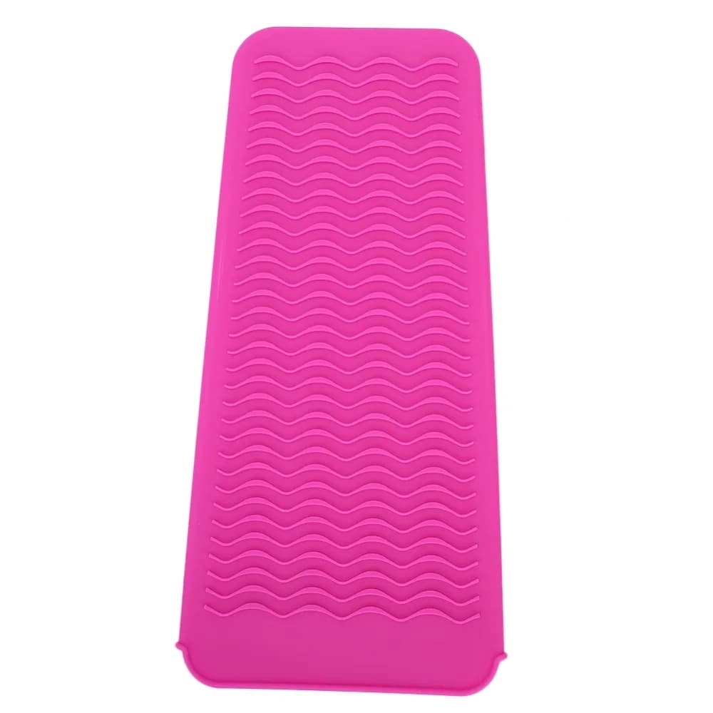 Custodia in silicone rosso rosato per piastra per capelli, tappetino antiscivolo grigio in silicone, custodia portatile e resistente per piastra per capelli, per uso domestico