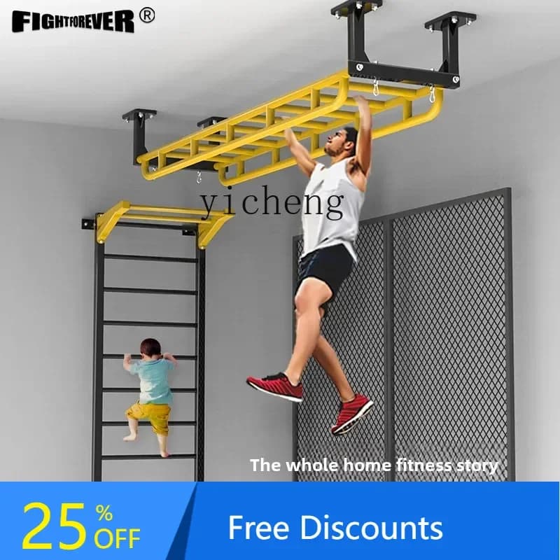 wall-mounted climbing frame ribbed structure horizontal bar fitness body traction device for adults for domestic interior