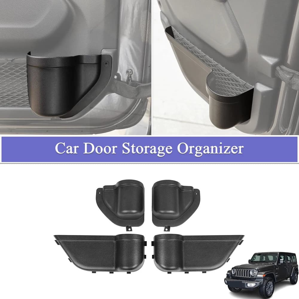 Organizer per Porta Auto, Portabottiglie per Jeep Wrangler JL 2018-2023, Accessori Interni, Contenitore Nero in ABS