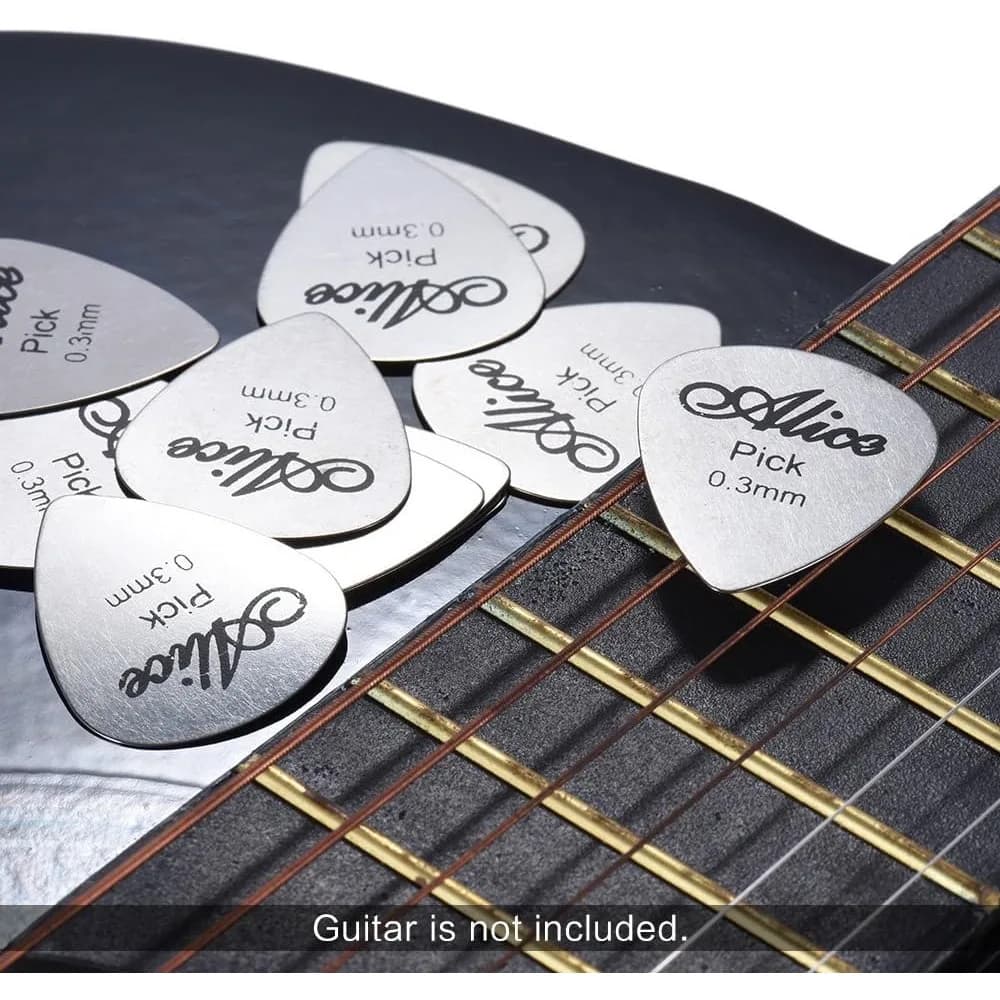 Plettri per Chitarra Alice in Metallo da 0,3 mm, Durevoli in Acciaio Inossidabile, Professionali per Basso, Ukulele, Chitarra Elettrica, Accessori