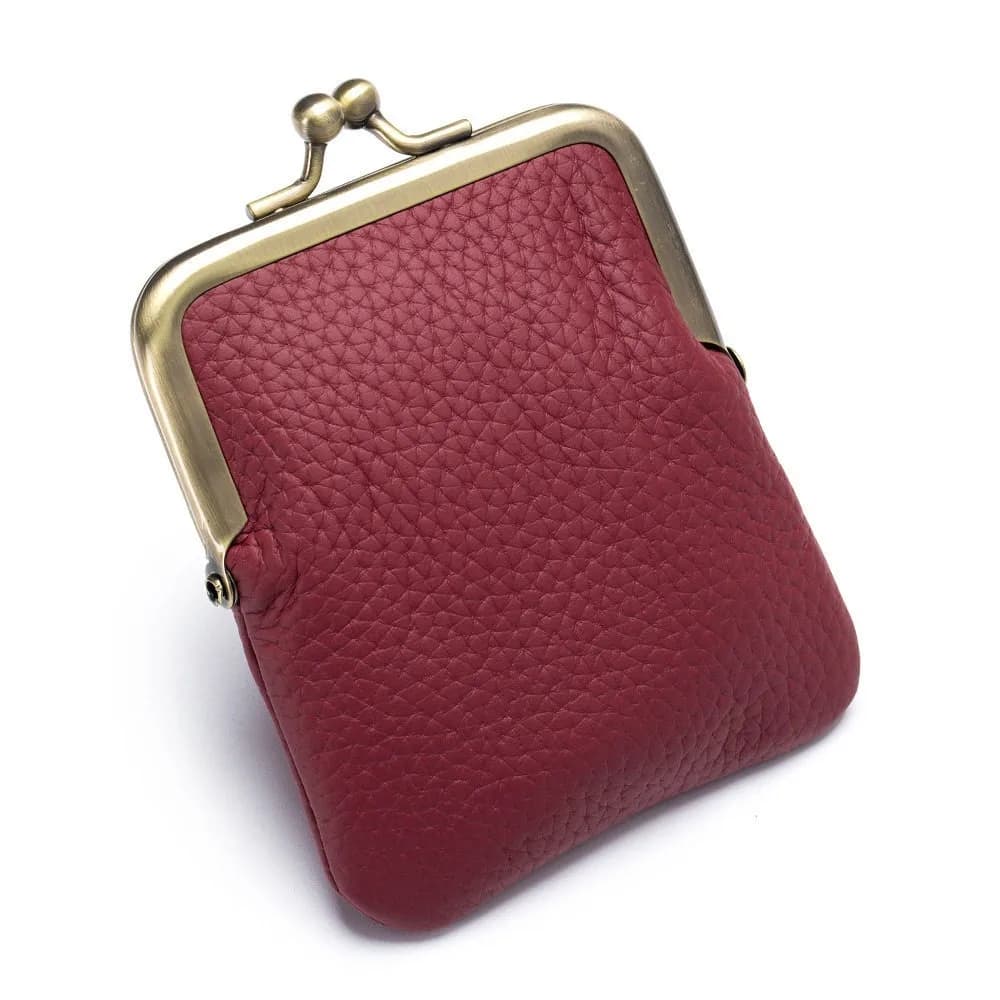 Soft Genuine Leather Small Wallet Multi-functional Metal Clip Closure Coin Purse Square Portable Short Clip Wallet Women Men